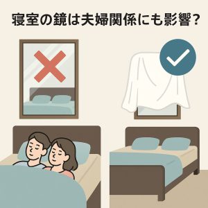 ベッドが映る鏡の配置と風水的な悪影響の例